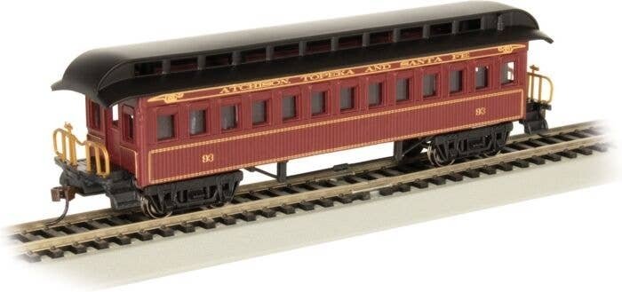 Old-Time Wood Coach with Round-End Clerestory Roof - Ready to Run -- Atchison, Topeka & Sant, HO, Bachmann Industries 15104