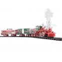 North Pole Express Battery-Operated Train Set -- Steam Locomotive, 2 Cars Plastic Track (Double Oval), Re, O, Lionel 712127