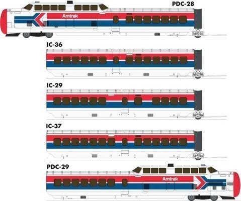 UAC TurboTrain 5-Car Passenger Train-Only Set (2022 Ver.) - Sound & DCC Equipp -- Amtrak 50, , HO, Rapido Trains Inc 203504