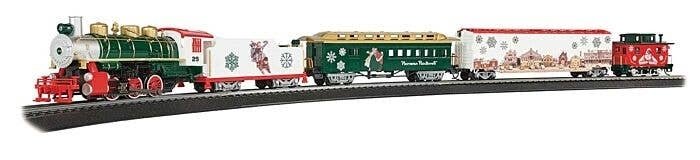 Norman Rockwell Christmas Express -- 0-6-0, 3 Cars, 47 x 38′ E-Z Track Oval, Power Pack, HO, Bachmann Industries 774