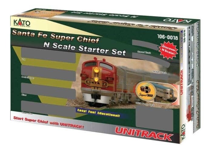 Santa Fe Super Chief Starter Set -- Santa Fe (silver), N, Kato USA Inc 1060018