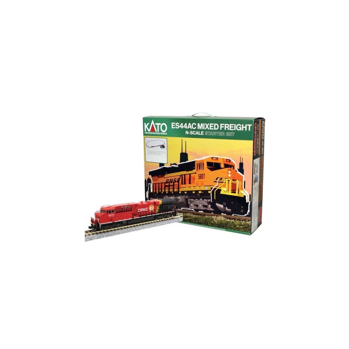 GE ES44AC GEVO Mixed Freight Starter Set - Standard DC -- Canadian Pacific Kansas City CPKC, 6 Car, N, Kato USA Inc 1060027
