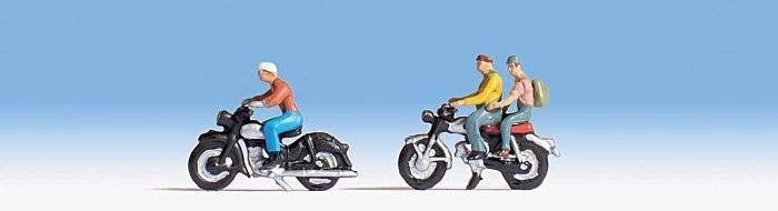 Motorcyclists -- 3 Riders and 2 Bikes, HO, Walthers SceneMaster 6061