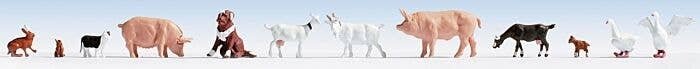 Farmhouse Animals -- pkg(12), HO, Walthers SceneMaster 6029