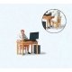 Home Office Individual Figure -- With Chair, Desk and Computer, HO, Preiser Kg 28250