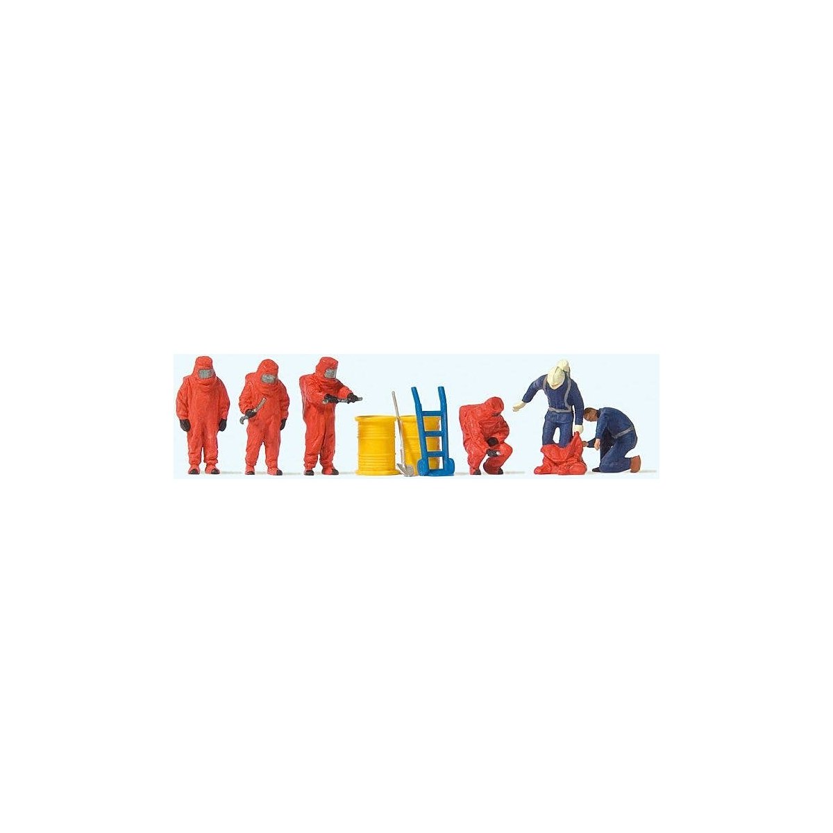 Working People -- Firemen in Red Hazmat Suits pkg(6), HO, Preiser Kg 10730