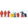 Working People -- Firemen in Red Hazmat Suits pkg(6), HO, Preiser Kg 10730