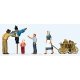 Putting up the Scarecrow -- 4 Figures, Scarecrow & Cart, HO, Preiser Kg 10650