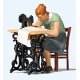 Woman at Sewing Machine -- Figure, Chair & Sewing Machine, HO, Preiser Kg 28183