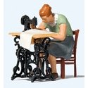 Woman at Sewing Machine -- Figure, Chair & Sewing Machine, HO, Preiser Kg 28183