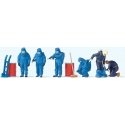 Firemen in Blue Hazmat Suits -- pkg(6), HO, Preiser Kg 10729