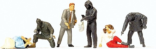 Pedestrians -- Robbers & Victims pkg(6), HO, Preiser Kg 10588