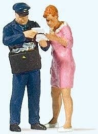 Postal Delivery -- Postman & Lady, HO, Preiser Kg 28204