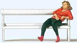Woman Sitting on Park Bench Individual Figure, HO, Preiser Kg 28226