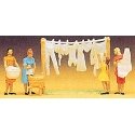 People Working -- Women Hanging Laundry pkg(4), HO, Preiser Kg 14050