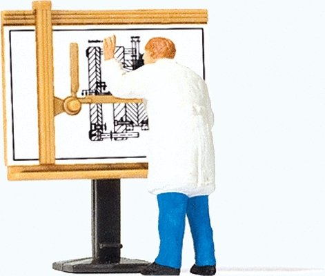 Draftsman at the Drawing Board, HO, Preiser Kg 28153