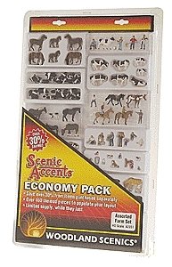 Scenic Accents(R) Economy Figure Packs -- Farm (Over 100 Figures), HO, Woodland Scenics 2051