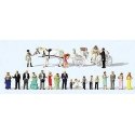Wedding Reception with Horse-Drawn Carriage -- Carriage, Horses, 21 Figures, HO, Preiser Kg 13011