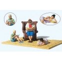Reading Fever -- 3 Reading Figures, Armchair, G, Preiser Kg 44939
