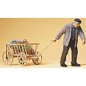 Pedestrians -- Man Pulling Hand Cart, G, Preiser Kg 45109