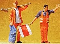 Highway Workers -- Sweeper & Flagman, G, Preiser Kg 45008