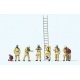 Modern Firefighters with Breathing Apparatus -- 6 Figures in Beige Uniforms, 1 Rescued Man, Accessori, HO, Preiser Kg 10774