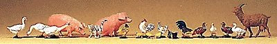Animals -- Assorted, Small pkg(19), O, Preiser Kg 65326