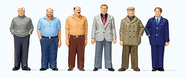 Standing Men -- pkg(6), 1/50, Preiser Kg 68216