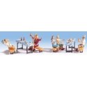 Beer Garden Figures w/Tables & Benches -- pkg(6), HO, Noch Gmbh & Co 15832
