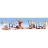 Beer Garden Figures w/Tables & Benches -- pkg(6), HO, Noch Gmbh & Co 15832