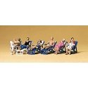 Sport & Recreation -- Seated People on Folding Deck Chairs, HO, Preiser Kg 10437