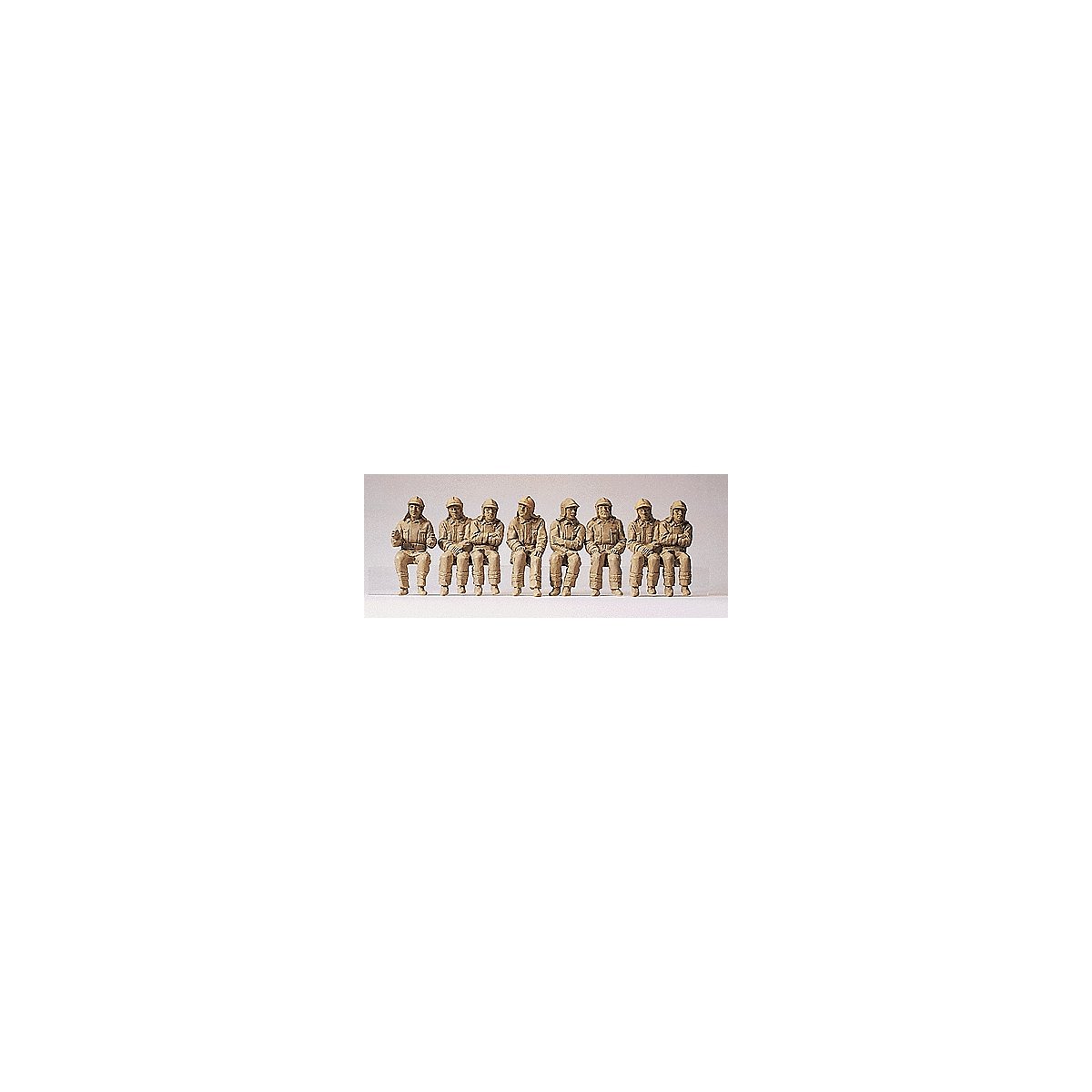 Emergency - Modern German Firefighters - Unpainted Figure Set -- Seated Driver & Crew pkg(8), HO, Preiser Kg 10483