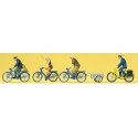 Sports & Recreation -- Cyclists w/Bicycle Trailer pkg(4), HO, Preiser Kg 10507