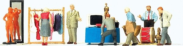 Flea Market/Garage Sale Set w/Accessories 3 -- pkg(7), HO, Preiser Kg 10619