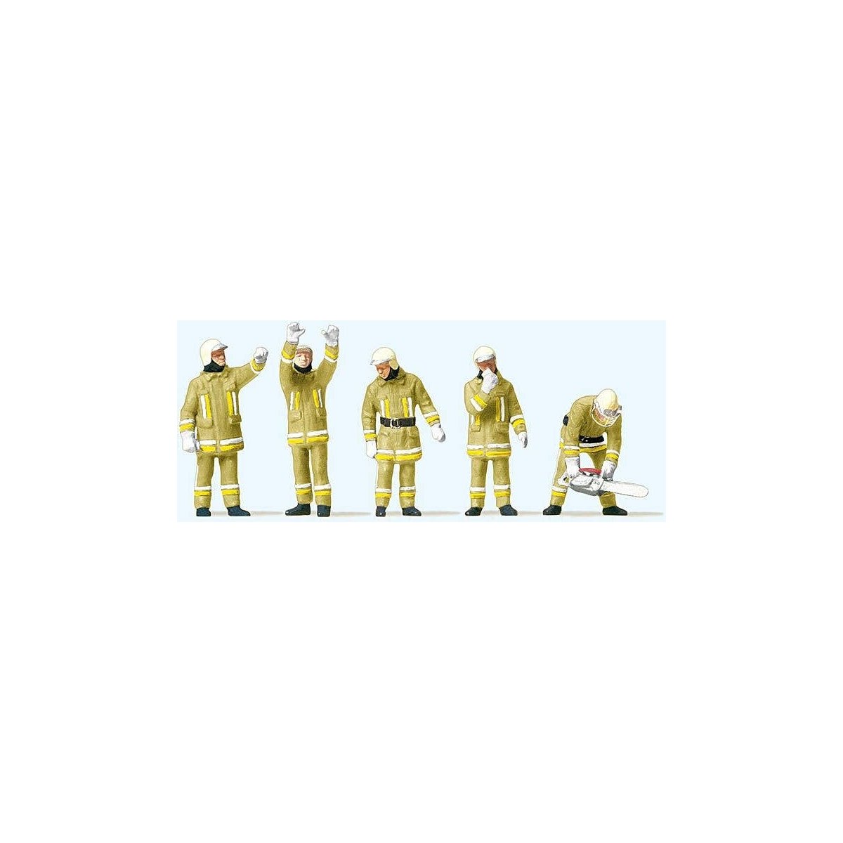 Modern Firemen Technical Support Team -- Beige Uniforms pkg(5), HO, Preiser Kg 10772