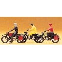 Recreation & Sports -- Motorcyclists w/Hercules pkg(3), HO, Preiser Kg 10081