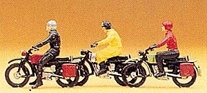 Recreation & Sports -- Motorcyclists w/Hercules pkg(3), HO, Preiser Kg 10081