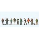 Hunters and Helpers -- 10 People, 3 Dogs, HO, Preiser Kg 10803
