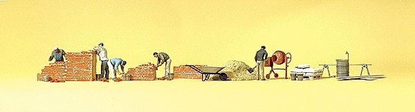 Working People -- Bricklayers w/Accessories, HO, Preiser Kg 10542