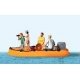 Family in a Rubber Dinghy -- 4 Figures & Boat, HO, Preiser Kg 10764