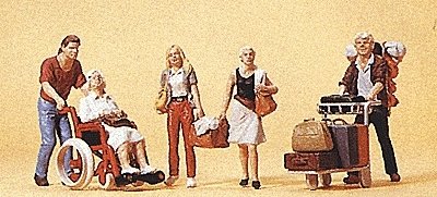 Passengers -- Travelers Pushing Cart & Wheelchair 2, HO, Preiser Kg 10470