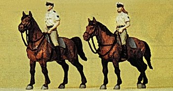 Police Mounted On Horseback -- German Officers in Summer Uniform, HO, Preiser Kg 10389