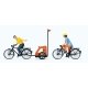 Family Bicycle Ride -- Mother, Father, Toddler, 2 Bikes & Baby Trailer, HO, Preiser Kg 10636