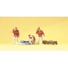 Paramedics pkg(4) -- With Injured Person on Blanket, HO, Preiser Kg 10543