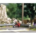 Super Racer 2 - Action Set -- Red Motorcycle with Rider, 3 Sections of Highway Guardrails, HO, Busch Gmbh & Co Kg 7941