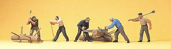 Lumberjacks -- With Logs pkg(5), HO, Preiser Kg 10495