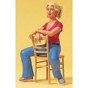 Pedestrian -- Young Woman Seated with Chair, G, Preiser Kg 45508