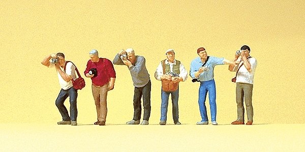 Railfans w/Cameras -- pkg(6), HO, Preiser Kg 10545