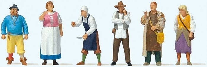 Medieval Festival 2 -- Women & Men pkg(6), HO, Preiser Kg 24761