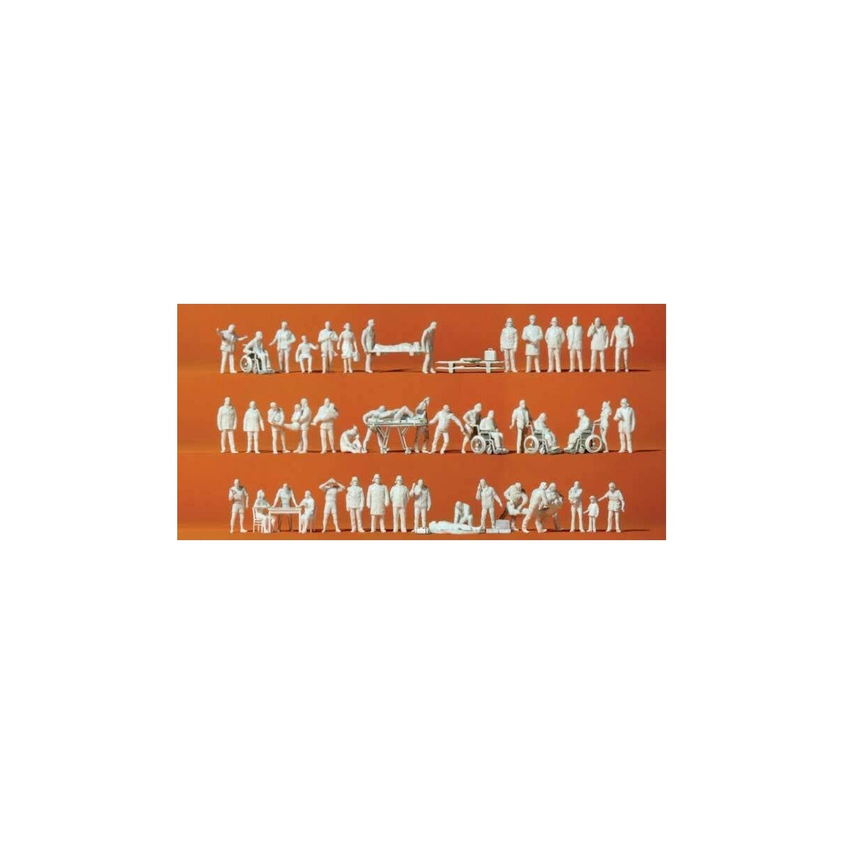 Emergency Workers and Patients -- Unpainted pkg(52), HO, Preiser Kg 16362